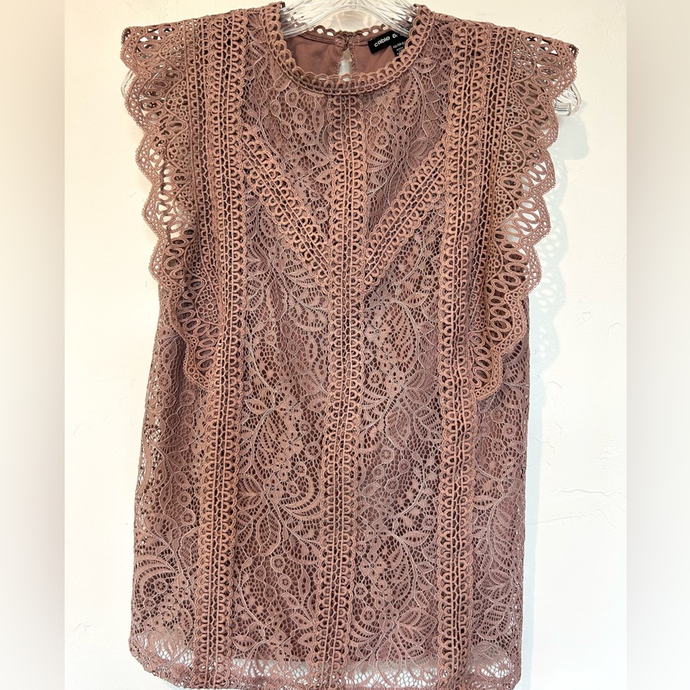 Cable & Gauge Pink Lace Top
